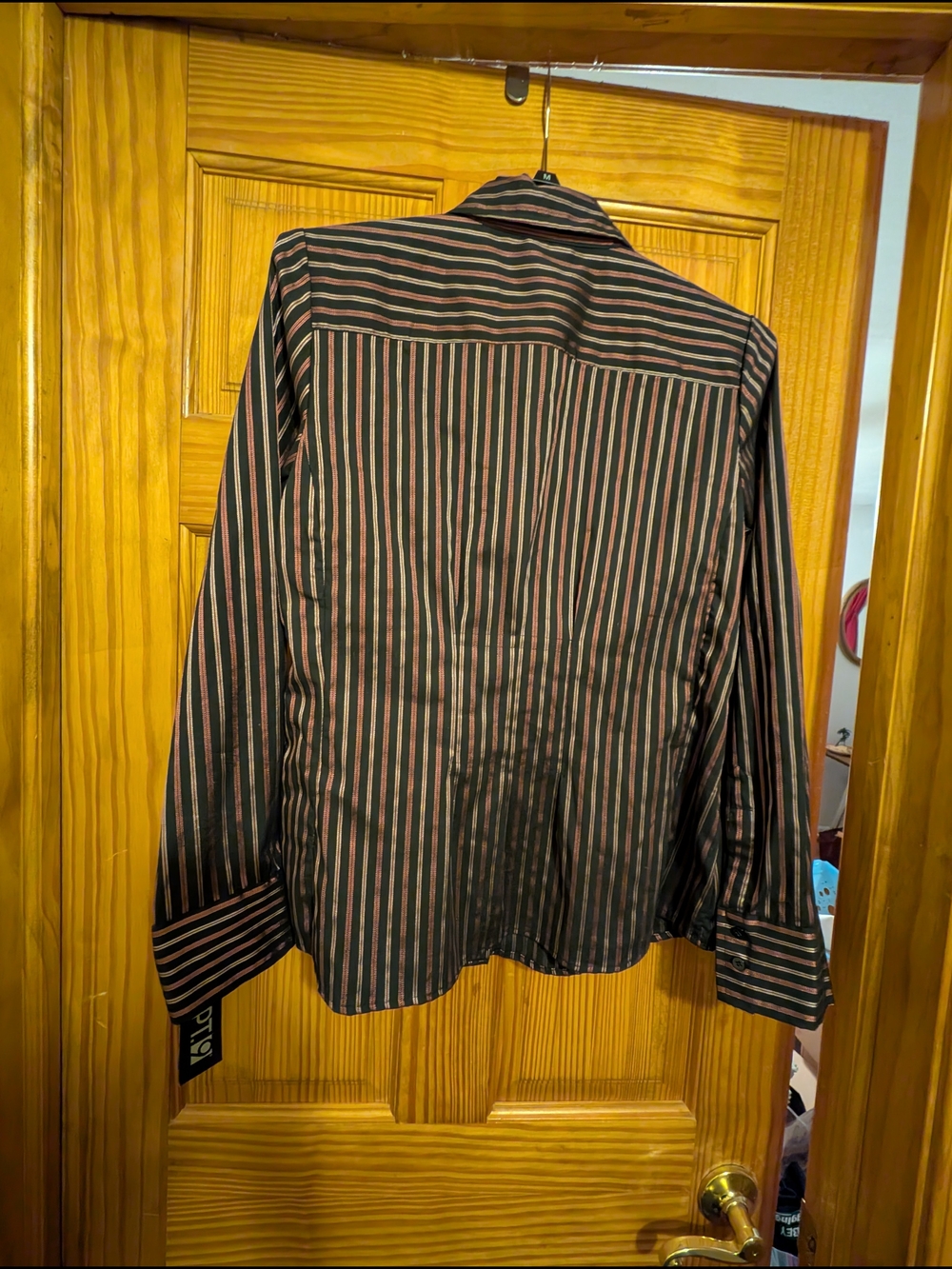 Apt. 9 Black Shirt with Pink and White Stripes